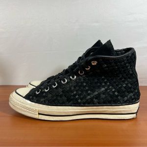 Converse CTAS 70 Hi Black Woven Leather Unisex Sneakers Size 8 or 10